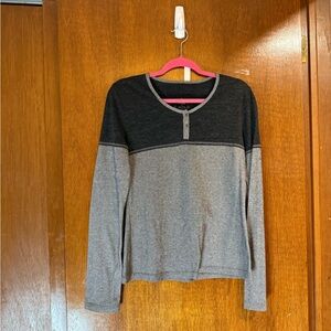 Prana Black and Gray Henley Shirt